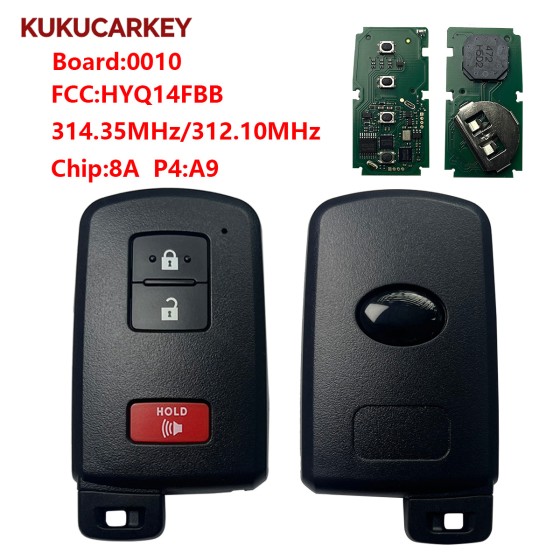 For Toyota 2021-2023 Tacoma 2+1Buttons Smart Key PN:89904-35060 HYQ14FBB (G BOARD) 231451-0010 314.35MHz/312.10MHz chip:8A P4:A9