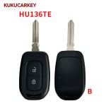 Car Remote Key Shell For Renault Duster Sandero Logan Clio Captur Laguna Scenic 2015 2016 fob 2 Buttons Replacement Blade:VA2/HU136TE/VAC102/HU136/Left