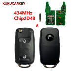 Remote Key For VW  Volkswagen Gplf Passat Tiguan Polo Jetta Beetle 2/3Buttons 433MHz ID48 Chip HU66Blade FCCID:7E0 837 202 AD/5K0 837 202 AD