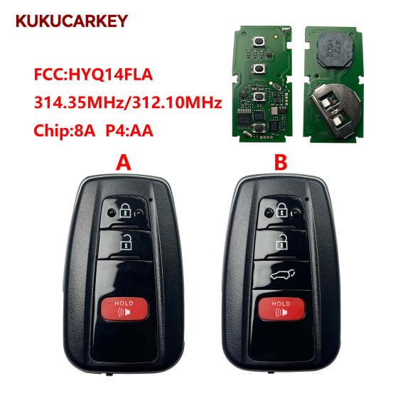 For Toyota 2+1/3+1Buttons Highlander 2021-2025 Proximity Remote Smart Key HYQ14FLA Board 231451-3450 314.35/312.10​MHZ chip：8A P4:AA