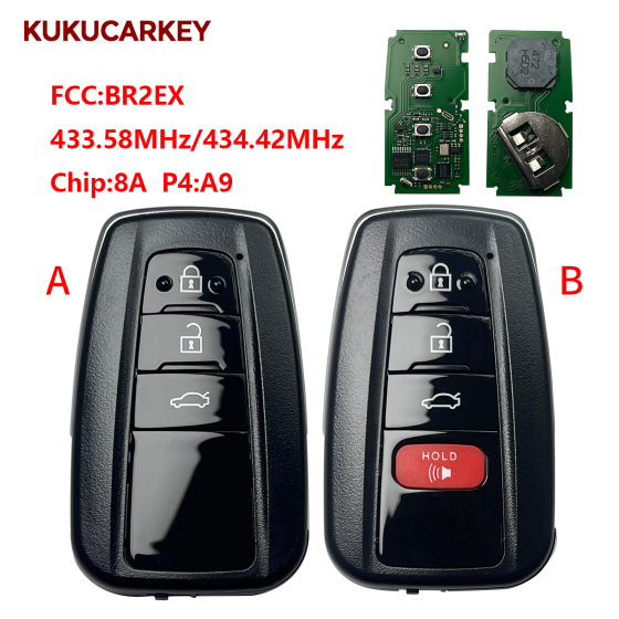 For Toyota 3B/3+1B 2018 2019 Camry BR2EX  433.58MHz / 434.42MHz chip：8A P4:A9