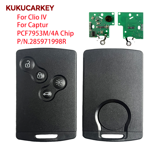 For Renault Clio IV Captur 2009-2017 4Achip PCF7953M  433Mhz Keyless Smart Card Key 285971998R