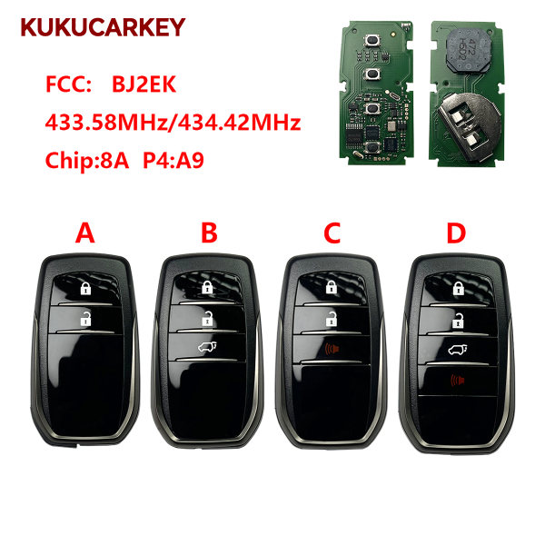 适用于丰田兰德酷路泽智能遥控钥匙 零件号:89904-60X80/89904-60M70/89904-60X50  FCC ID:BJ2EK  芯片:8A  P4:A9