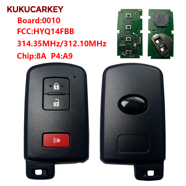 For Toyota 2021-2023 Tacoma 2+1Buttons Smart Key PN:89904-35060 HYQ14FBB (G BOARD) 231451-0010 314.35MHz/312.10MHz chip:8A P4:A9