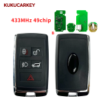 For Land Rover Velar Range Discovery 2017-2022 ID49 Chip 315/433MHz KOBJXF18A PEPSFOB Keyless Go Car Remote Key JLR:JK52-15K601-BG (JK52-15K601-xx) LEAR：5AVC13F08(Low-end version,No UWB，Key ID can be modified)