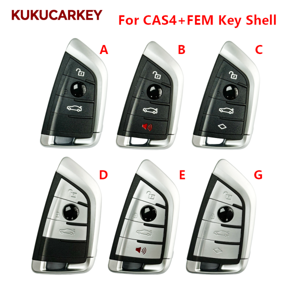 For BMW CAS4+FEM4 X1 X5 F15 X6 X5M X6M X7 F16 G30 5 7 Series G11 X1 F48 F39 F 2014+ 3/4Buttons Car Key  Shell