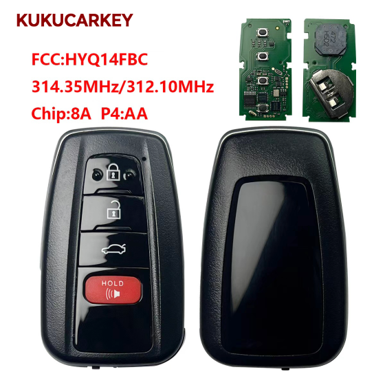 For Toyota 3+1Buttons Avalon 2020-2022 Remote Entry Smart Key HYQ14FBC 314.35MHz / 312.10MHz chip：8A P4:AA
