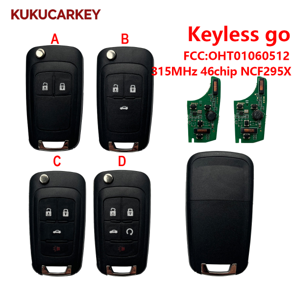 For Chevrolet Cruze Equinox Spark 2/3/4/5Buttons HU100 Remote Car Key Fob 315MHz ID46 NCF295X  Keyless go FCCID:OHT01060512