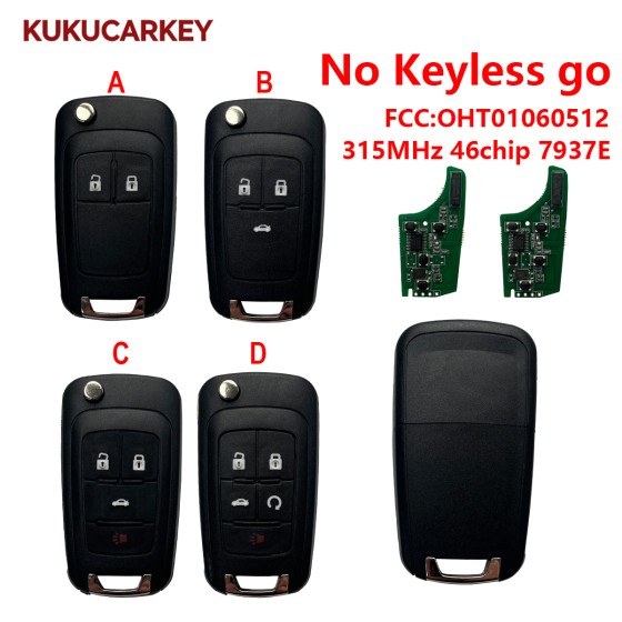 For Chevrolet Cruze Equinox Spark 2/3/4/5Buttons HU100 Remote Car Key Fob 315MHz ID46 PCF7937E NO Keyless go FCCID:OHT01060512