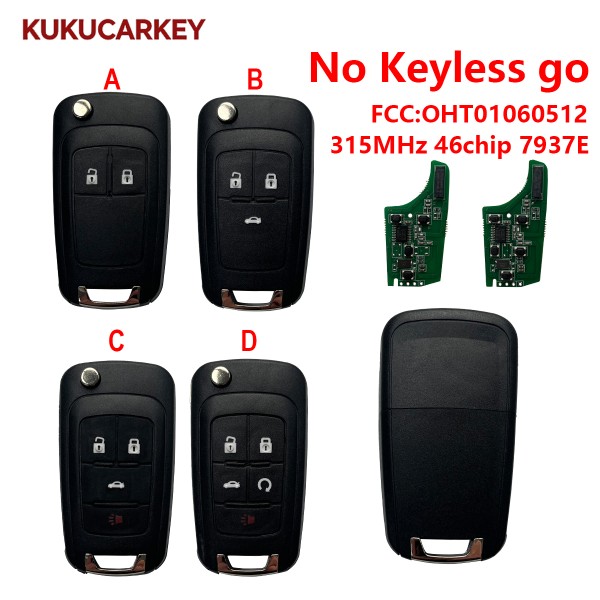 For Chevrolet Cruze Equinox Spark 2/3/4/5Buttons HU100 Remote Car Key Fob 315MHz ID46 PCF7937E NO Keyless go FCCID:OHT01060512