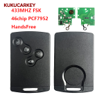 For 2009-2015 Renault Megane III Fluence Laguna III Scenic 2010 Smart Card Car Key 433MHz 46Chip PCF7952A Hands Free Keyless