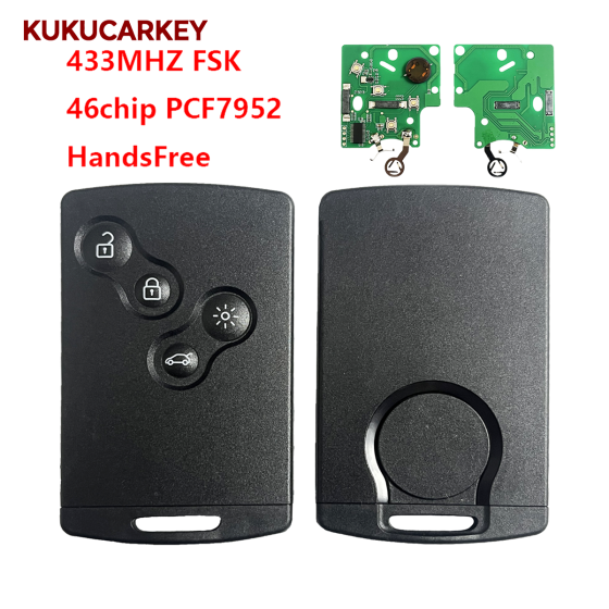 For 2009-2015 Renault Megane III Fluence Laguna III Scenic 2010 Smart Card Car Key 433MHz 46Chip PCF7952A Hands Free Keyless