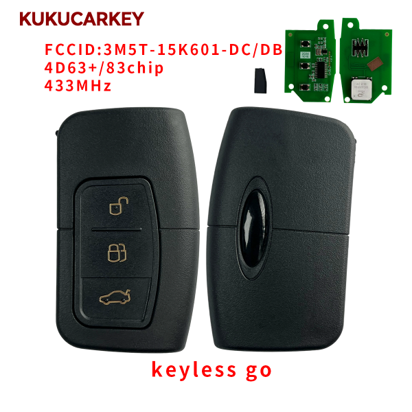3Buttons Smart Remote Key FCCID:3M5T-15K601-DC/DB 4D63+/83Chip 433MHz For Ford Mondeo Focus C-Max Galaxy 2005+