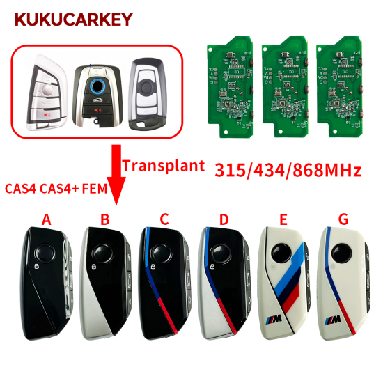 For BMW Transplant CAS4+ FEM 315MHz/434MHz/868MHz 4 Buttons Smart Key