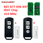 适用于本田 K35V3、ADV 125、PCX150、SH150、Forza 300 摩托车/踏板车，型号：K01、K77、K96、K97  智能钥匙 433MHz，搭载 ID47 芯片；