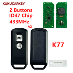 适用于本田 K35V3、ADV 125、PCX150、SH150、Forza 300 摩托车/踏板车，型号：K01、K77、K96、K97  智能钥匙 433MHz，搭载 ID47 芯片；
