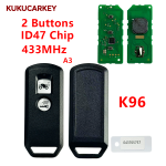 适用于本田 K35V3、ADV 125、PCX150、SH150、Forza 300 摩托车/踏板车，型号：K01、K77、K96、K97  智能钥匙 433MHz，搭载 ID47 芯片；