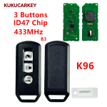 适用于本田 K35V3、ADV 125、PCX150、SH150、Forza 300 摩托车/踏板车，型号：K01、K77、K96、K97  智能钥匙 433MHz，搭载 ID47 芯片；