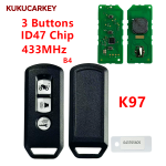 适用于本田 K35V3、ADV 125、PCX150、SH150、Forza 300 摩托车/踏板车，型号：K01、K77、K96、K97  智能钥匙 433MHz，搭载 ID47 芯片；