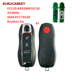 For Porsche Panamera Macan Cayenne 718 911 Boxster 3+1/4+1With Red Car Finding Button Buttons ID49 PCF7953P 315/433/434MHz Smart Car KeyCar model 2010-2018 FCCID:KR55WK50138 Keyless Go