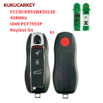For Porsche Panamera Macan Cayenne 718 911 Boxster 3+1/4+1With Red Car Finding Button Buttons ID49 PCF7953P 315/433/434MHz Smart Car KeyCar model 2010-2018 FCCID:KR55WK50138 Keyless Go
