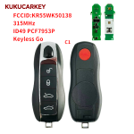 For Porsche Panamera Macan Cayenne 718 911 Boxster 3+1/4+1With Red Car Finding Button Buttons ID49 PCF7953P 315/433/434MHz Smart Car KeyCar model 2010-2018 FCCID:KR55WK50138 Keyless Go
