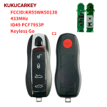 For Porsche Panamera Macan Cayenne 718 911 Boxster 3+1/4+1With Red Car Finding Button Buttons ID49 PCF7953P 315/433/434MHz Smart Car KeyCar model 2010-2018 FCCID:KR55WK50138 Keyless Go