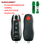 For Porsche Panamera Macan Cayenne 718 911 Boxster 3+1/4+1With Red Car Finding Button Buttons ID49 PCF7953P 315/433/434MHz Smart Car KeyCar model 2010-2018 FCCID:KR55WK50138 Keyless Go