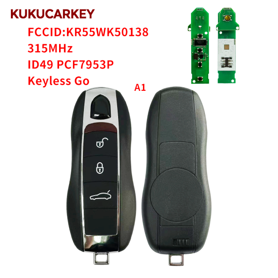 For Porsche Panamera Macan Cayenne 718 911 Boxster 3/4 Buttons ID49 PCF7953P 315/433/434MHz Smart Car KeyCar model 2010-2018 FCCID:KR55WK50138 Keyless Go