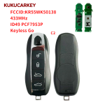For Porsche Panamera Macan Cayenne 718 911 Boxster 3/4 Buttons ID49 PCF7953P 315/433/434MHz Smart Car KeyCar model 2010-2018 FCCID:KR55WK50138 Keyless Go