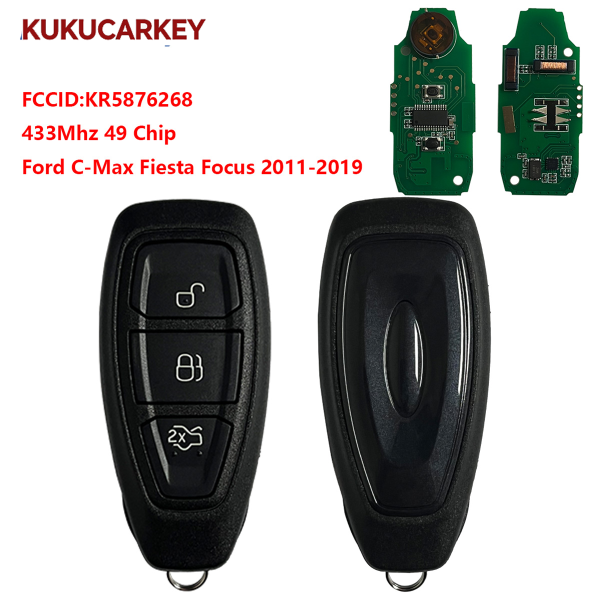 For Ford Kuga Fiesta Focus Grand C-Max 2011+ 433MHz ID49 Keyless Go FCCID:KR5876268 Smart Remote Car Key