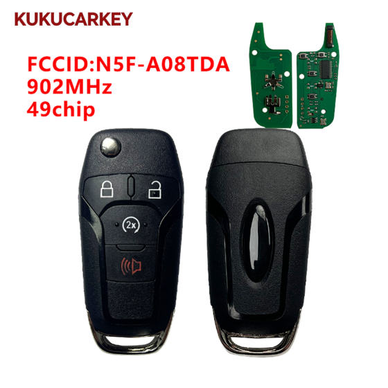 For Ford F150 F250 F350 F450 F550 2015-2020 Flip Keyless Entry Remote Car Key Fob 902MHZ PCF7945/HITAG PRO 49 Chip FCCID:N5F-A08TDA