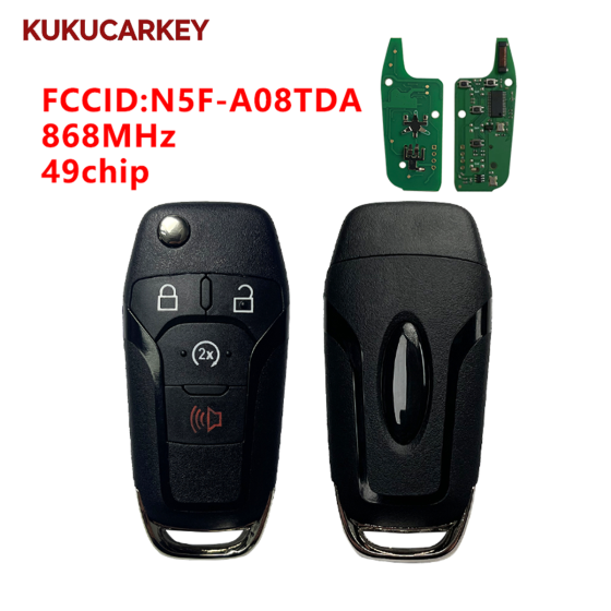 For Ford F150 F250 F350 F450 F550 2015-2020 Flip Keyless Entry Remote Car Key Fob 868MHZ PCF7945/HITAG PRO 49 Chip FCCID:N5F-A08TDA