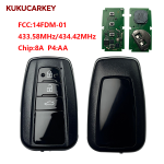 适用于丰田亚洲龙 2019款 全新钥匙 FCC:14FDM-01  板号:231451-0410  频率;433.58MHz / 434.42MHz  芯片:8A  P4:AA