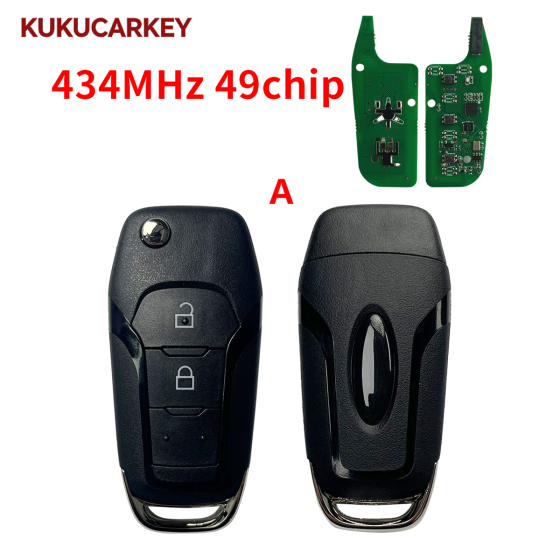 Flip Remote Car Key Fob For Ford Ranger F130 F150 2014-2019 2/3Buttons 434MHz With 49Chip FCCID: EB3T-15K601-BA   ES7T-15K601-BE