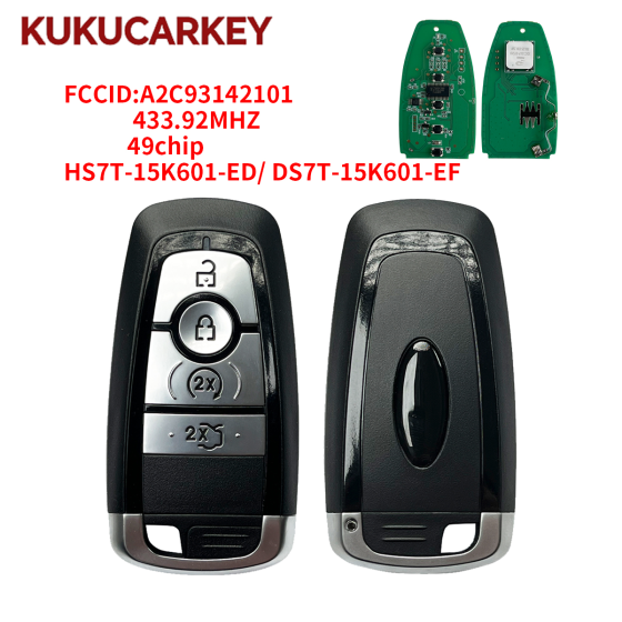 For Ford Mondeo Fusion Explorer Expedition 2017-2020 Smart Car Key 433.92 MHz FSK 49Chip  HS7T-15K601-ED/ DS7T-15K601-EF FCCID:A2C93142101