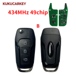 Flip Remote Car Key Fob For Ford Ranger F130 F150 2014-2019 2/3Buttons 434MHz With 49Chip FCCID: EB3T-15K601-BA   ES7T-15K601-BE