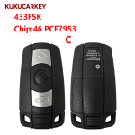 For BMW  Keyless Go  CAS3 3 5 Series X5 X6, Smart Remote Car Key Fob 3 Buttons- 315ASK/315FSK/434FSK/868MHz PCF7953 FCCID:KR55WK49147
