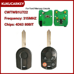 For Ford Mercury Lincoln (3 + 1) buttons - 315 MHz 4D63 80BIT Part 8G1T-19H316-A, 164-R7013 Fcc# CWTWB1U722F