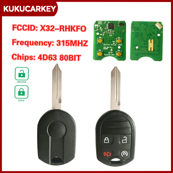 Ford 4 Buttons Keyless Entry Remote High Sec Combos -315mhz 4D63 80BIT P/N;X32-RHKFO
