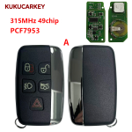 For Jaguar XE XJ XJL XF Car 315/433Mhz ID49 PCF7953P Chip 5 Buttons Smart Control Car Key FCCID:KOBJTF10A