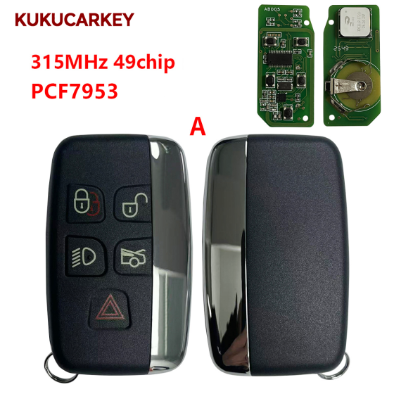 For Jaguar XE XJ XJL XF Car 315/433Mhz ID49 PCF7953P Chip 5 Buttons Smart Control Car Key FCCID:KOBJTF10A