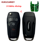 For Ford F150 Ranger Galaxy S-Max KA+ Mondeo V 3/4Buttons Flip Remote Car Key 315MHz 49chip FCCID:N5F-A08TAA