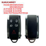 适用于捷豹 XF、XFR、XK、XKR、XJ8、XK8 2007 年及以上款 5键智能遥控钥匙  频率:315ASK/315FSK/433ASK/433FSK MHz  芯片:ID46、PCF7945A/PCF7953A  FCCID:KR55WK45694/KR55WK49244