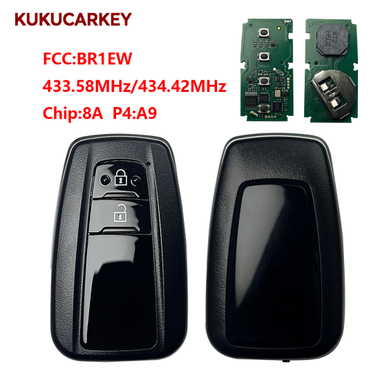 适用于丰田普锐斯 2键智能遥控钥匙  芯片:8A  频率:433.58MHz/434.42MHz  P4:A9