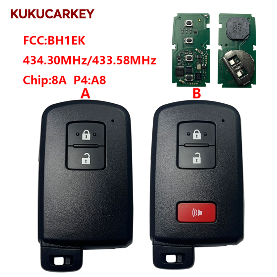 For Toyota Land Cruiser Smart Key, 2/2+1Buttons, BH1EK 89904-60E10 Keyless Go 434.30MHz/433.58MHz chip:8A P4:A8