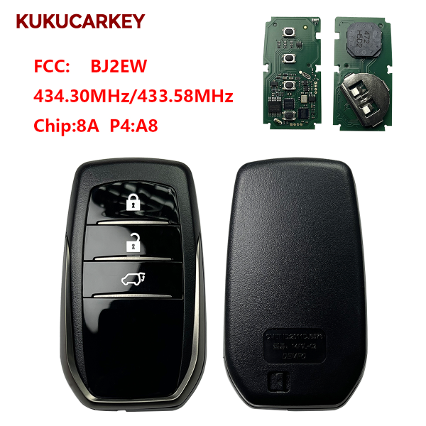 For Toyota Land Cruiser 2016-2017 Genuine Smart Key 3 Buttons TMS37200 Transponder 89904-60K80 BJ2EW 434.30MHz/433.58MHz chip:8A P4:A8