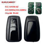 适用于丰田C-HR 2018-2022 款 2键智能遥控钥匙  FCCID:14FDM-02  频率:433.58MHz/434.42MHz  芯片:8A P4:A9