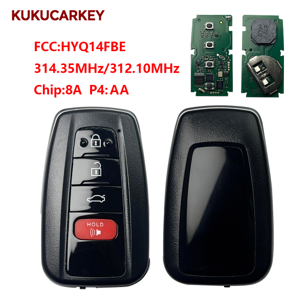 For Toyota Avalon 4 Buttons Smart Key HYQ14FBE 8990H-07020 (0410) 314.35MHz/312.10MHz chip:8A P4:AA