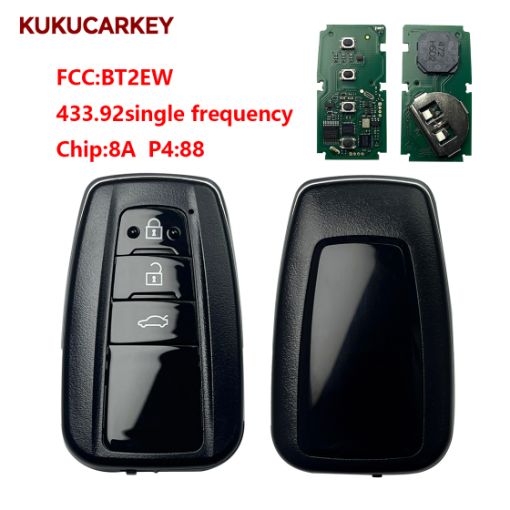 For Toyota Smart Key Corolla 3Buttons Model BT2EW 61E344-0010 433.92single frequency chip:8A P4:88